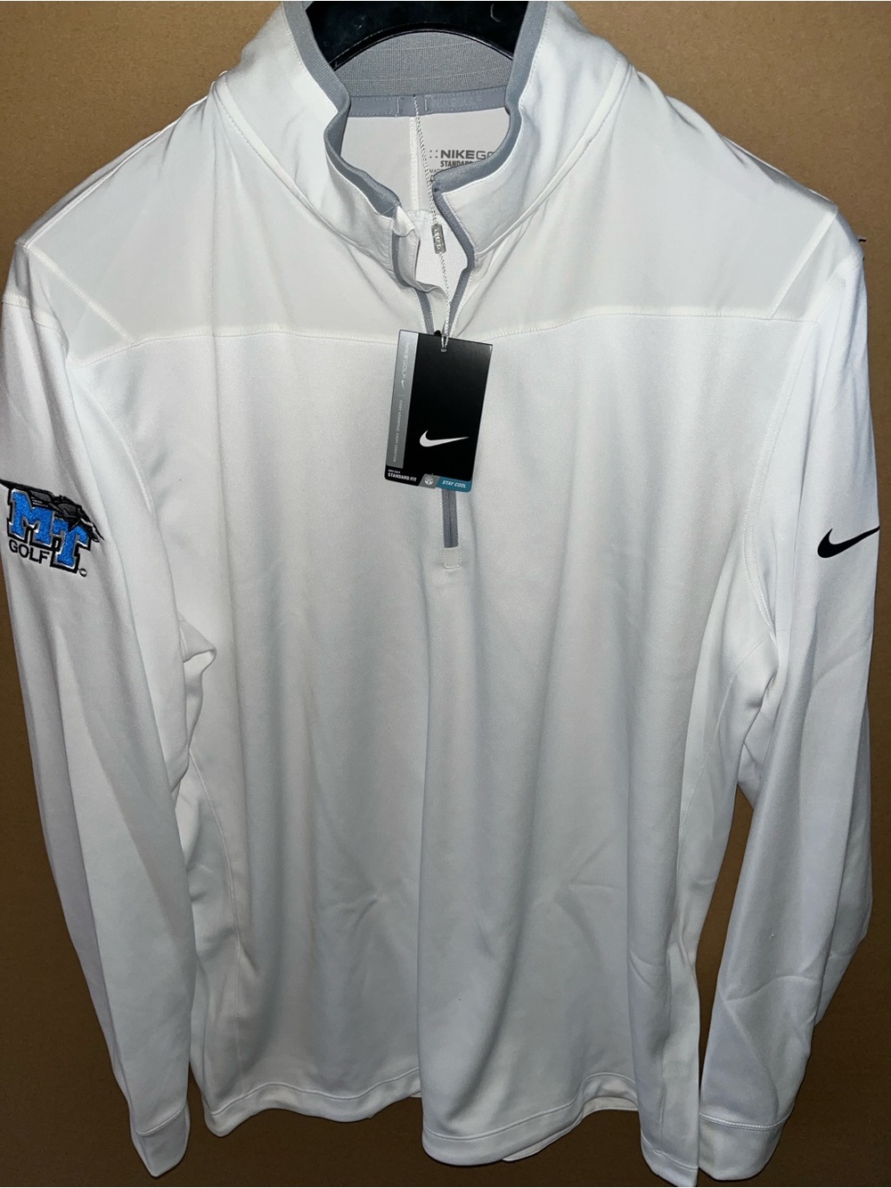 NWT Middle Tennessee State Nike Men’s 1/4 Zip Pullover Jacket - XL White Dri-Fit